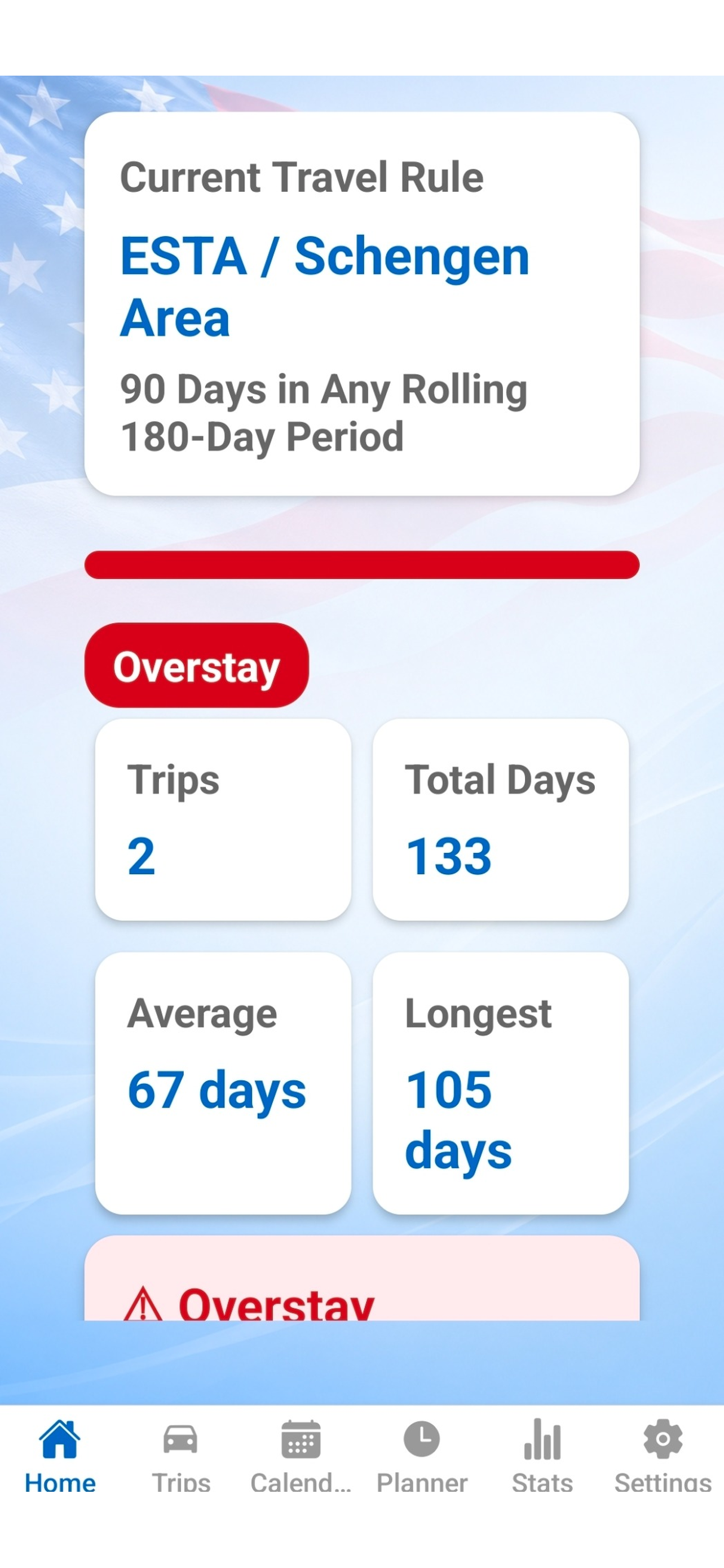 US Stay Tracker Home
