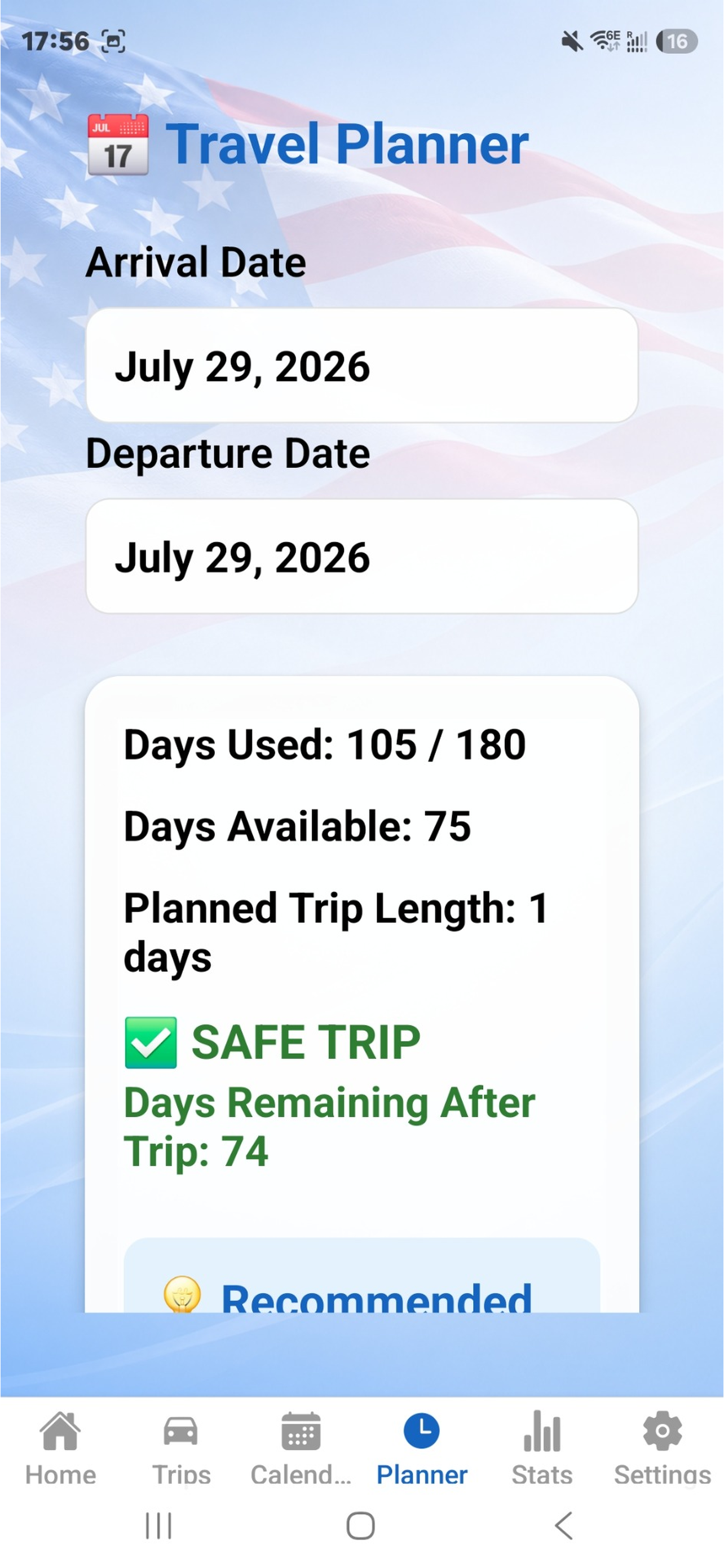 US Stay Tracker Planner Form
